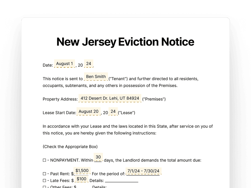 New Jersey Eviction Notice