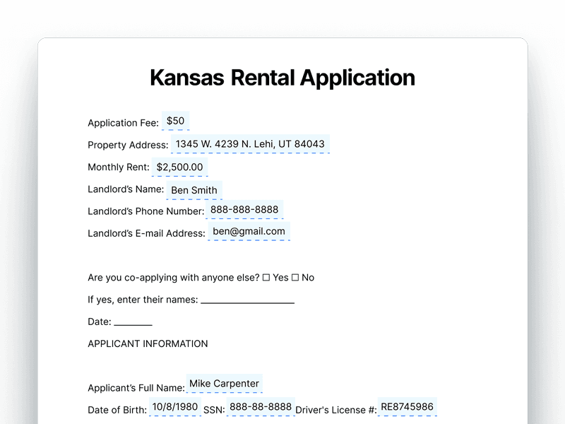 Kansas Rental Application