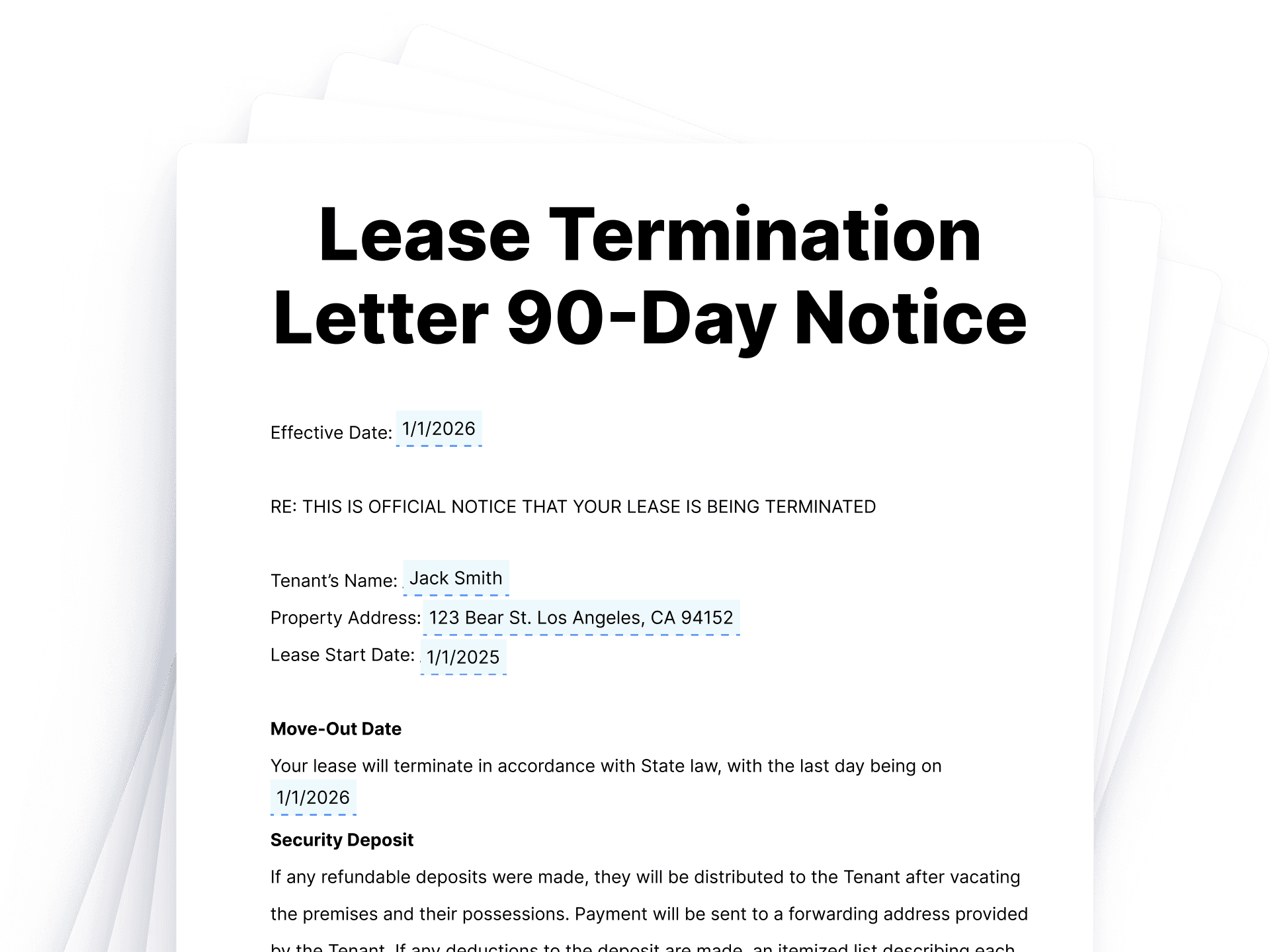 Lease Termination Letter 90-Day Notice