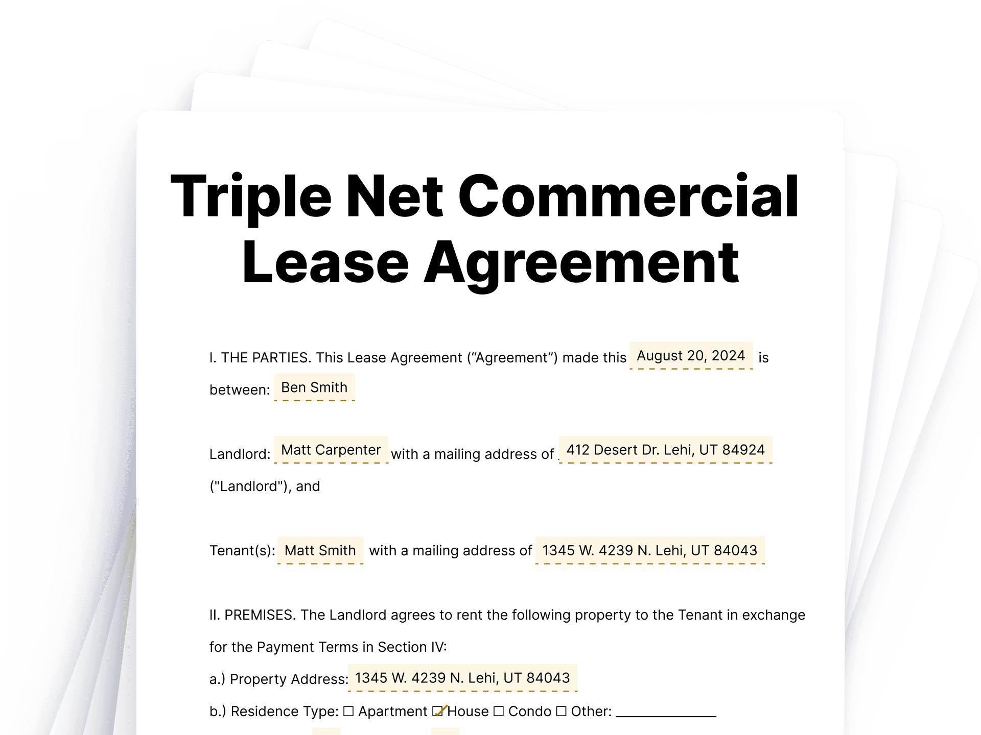 Triple Net Commercial Lease Agreement