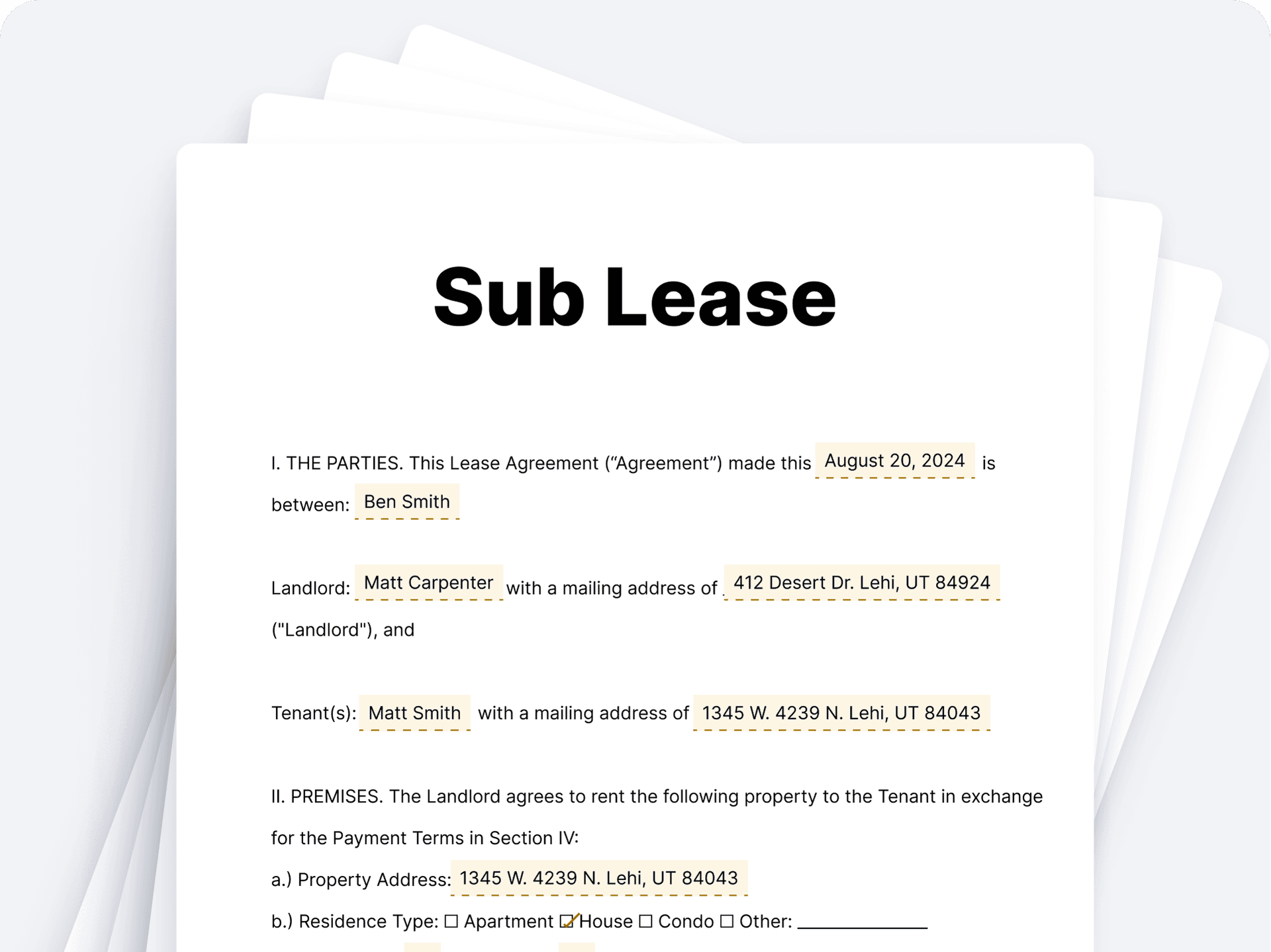 Sub Lease