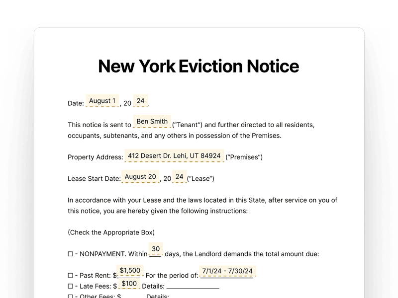New York Eviction Notice Template Form New York Eviction Notice