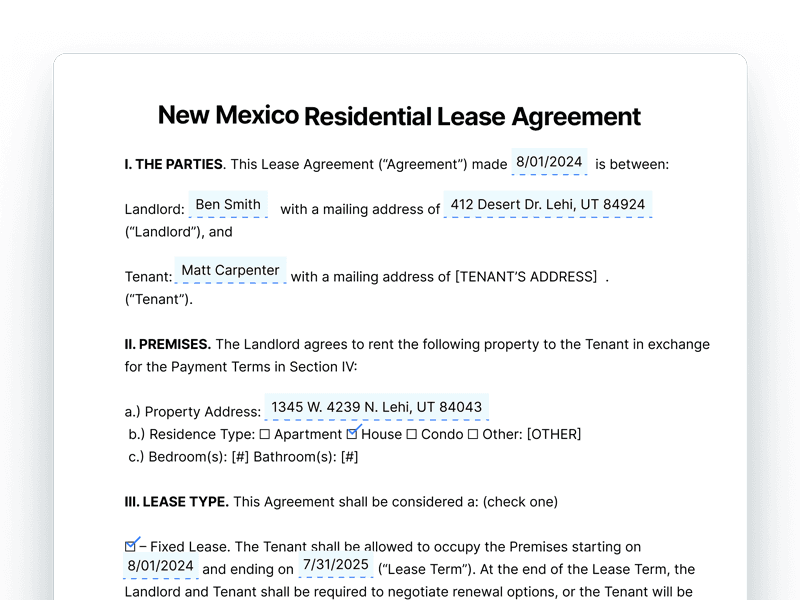 New Mexico Residential Lease Agreement Template New Mexico Residential Lease Agreement