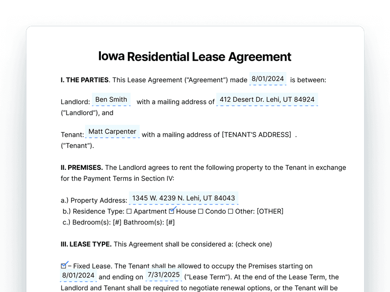 Iowa Residential Lease Agreement Template Iowa Residential Lease Agreement