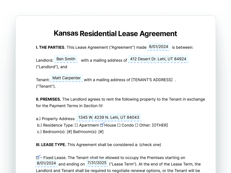Kansas Residential Lease Agreement Template Kansas Residential Lease Agreement