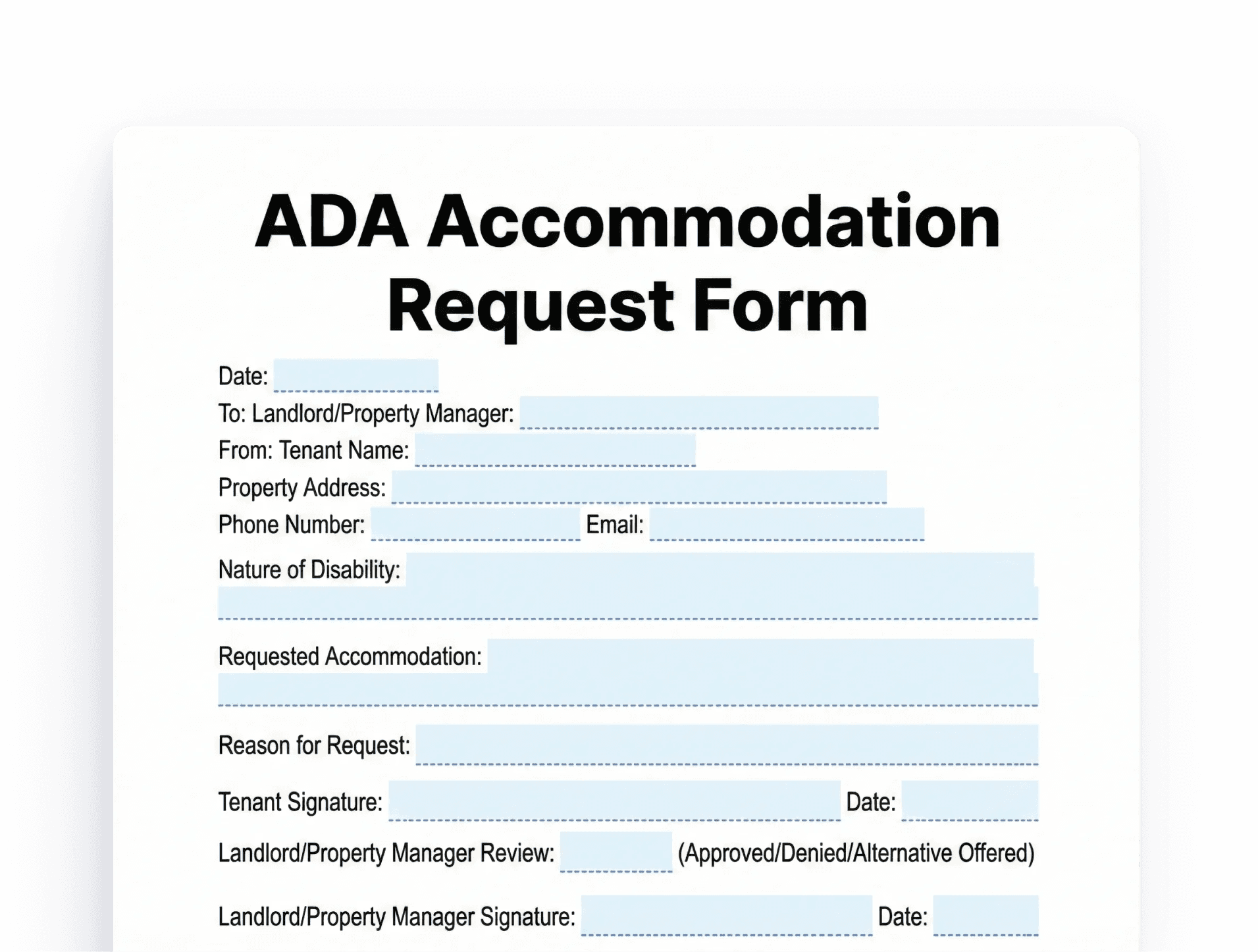 ADA Accommodation Request Form for Tenants ADA accommodation request form