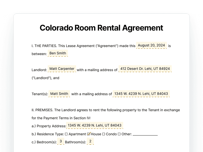RoomRentalAgreement_Colorado Colorado Room Rental Agreement