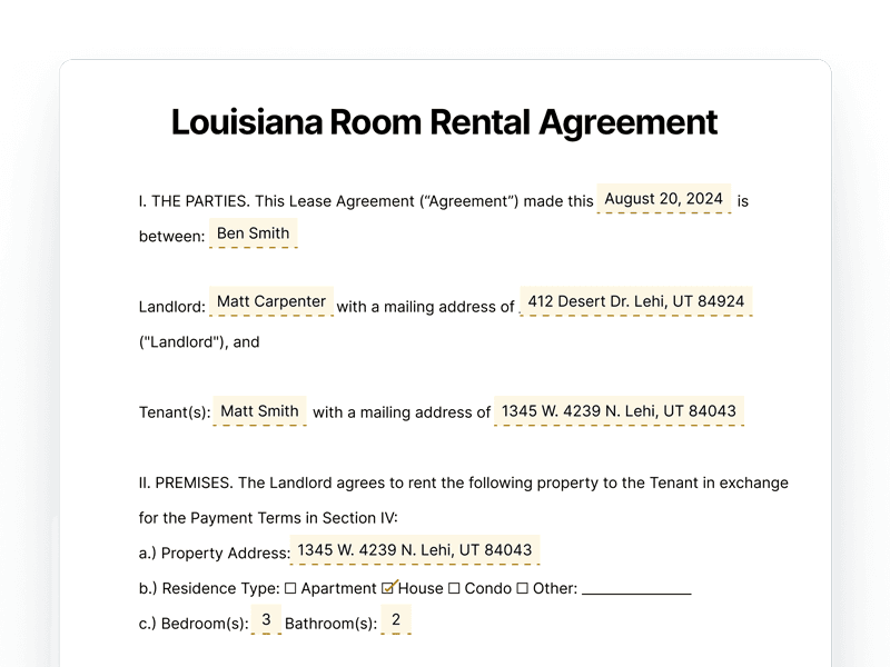 RoomRentalAgreement_Louisiana Louisiana Room Rental Agreement
