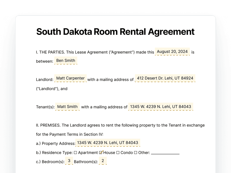 RoomRentalAgreement_South-Dakota South Dakota Room Rental Agreement