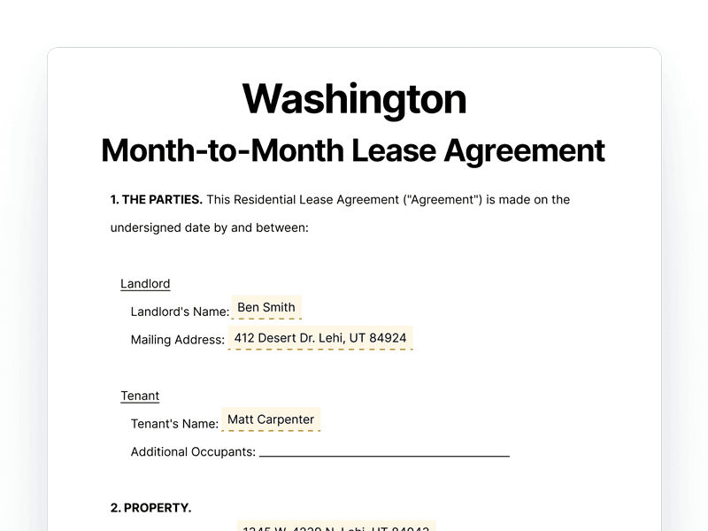 LeaseAgreementMonthToMonth_Washington Washington Month-to-Month Lease Agreement