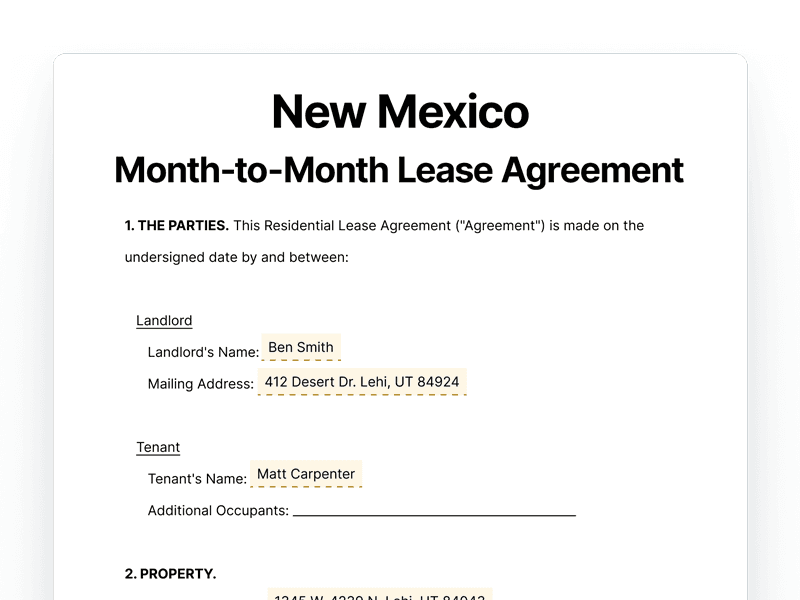 LeaseAgreementMonthToMonth_New-Mexico New Mexico Month-to-Month Lease Agreement
