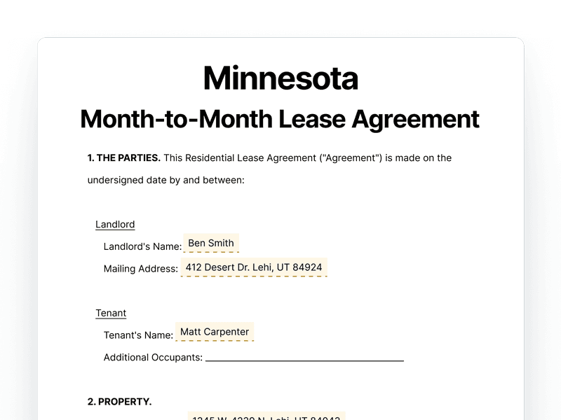 LeaseAgreementMonthToMonth_Minnesota Minnesota Month-to-Month Lease Agreement