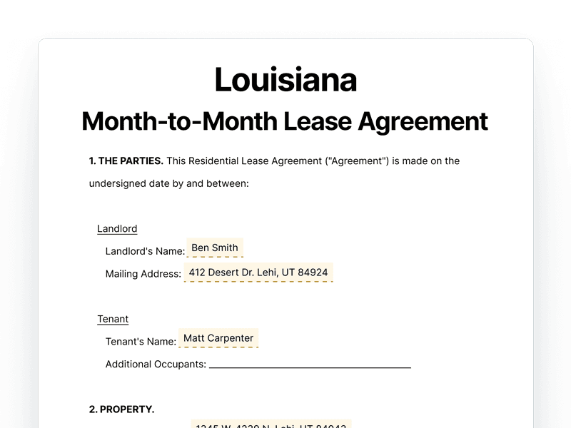 LeaseAgreementMonthToMonth_Louisiana Louisiana Month-to-Month Lease Agreement