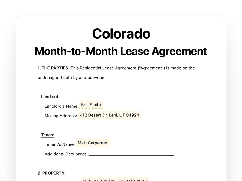 LeaseAgreementMonthToMonth_Colorado Colorado Month-to-Month Lease Agreement