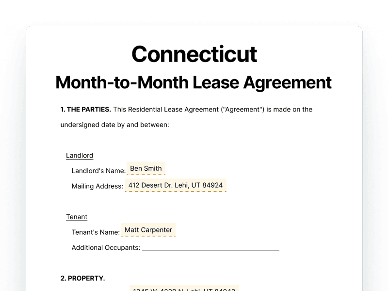 LeaseAgreementMonthToMonth_Connecticut Connecticut Month-to-Month Lease Agreement
