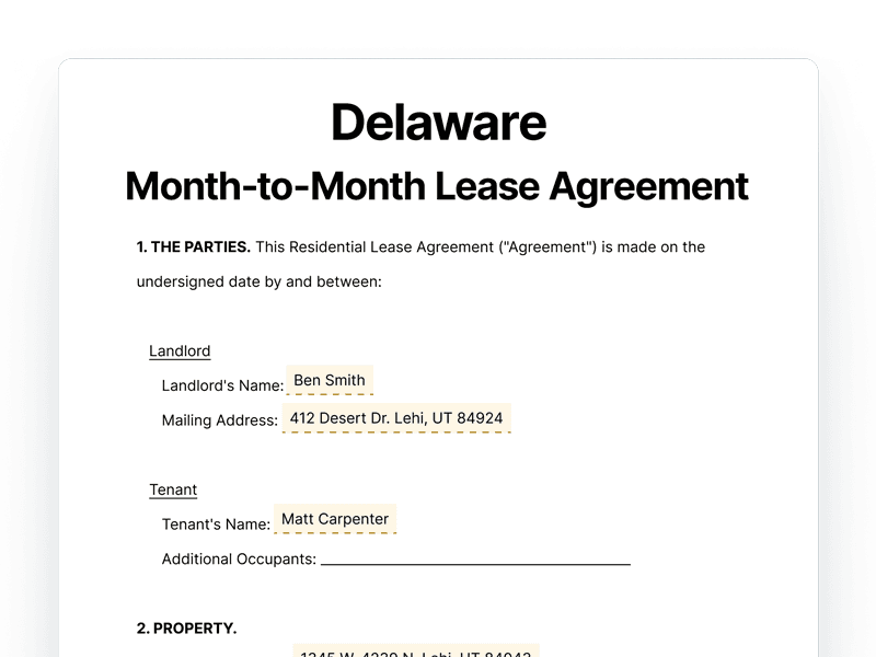 LeaseAgreementMonthToMonth_Delaware Delaware Month-to-Month Lease Agreement