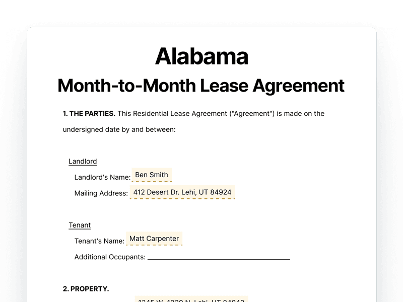 LeaseAgreementMonthToMonth_Alabama Alabama Month-to-Month Lease Agreement