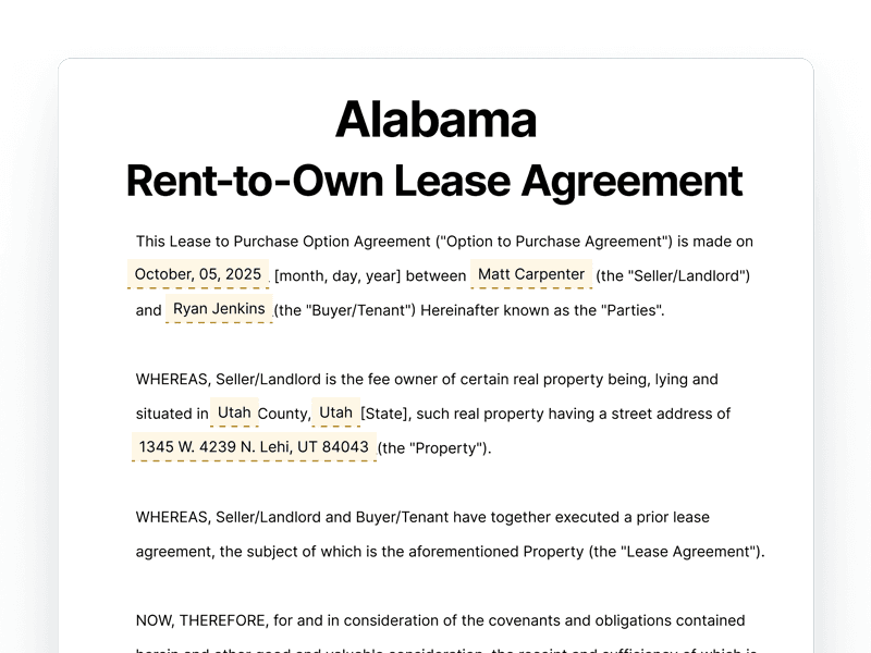 RentToOwn_Alabama Alabama Rent-to-Own Lease Agreement