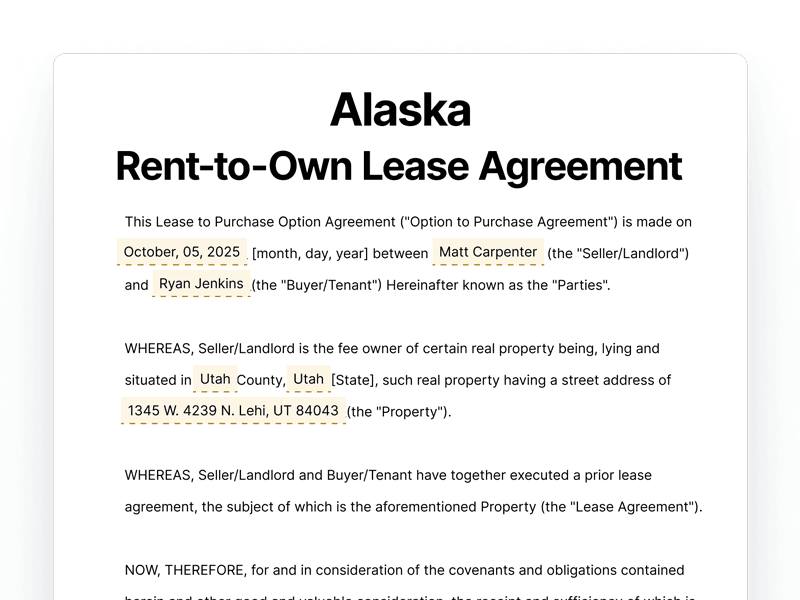 RentToOwn_Alaska Alaska Rent-to-Own Lease Agreement