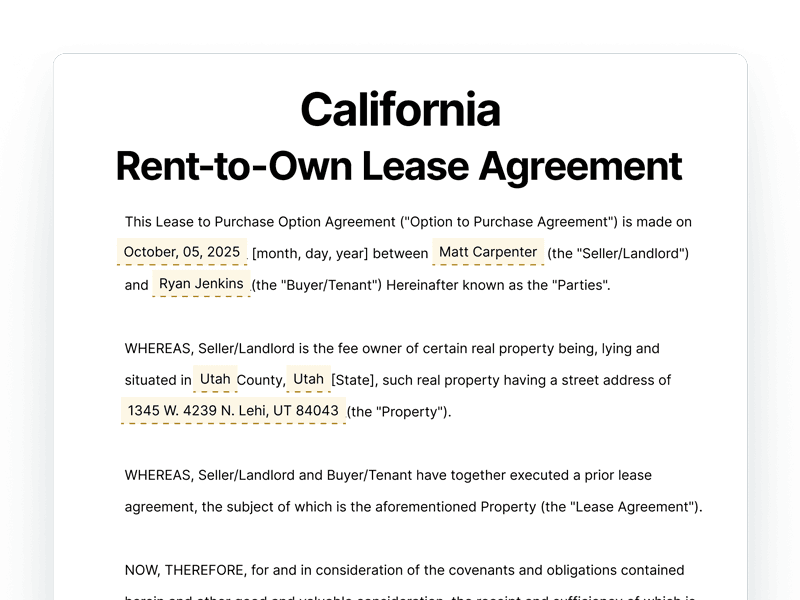 RentToOwn_California California Rent-to-Own Lease Agreement