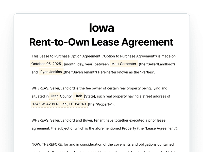 RentToOwn_Iowa Iowa Rent-to-Own Lease Agreement