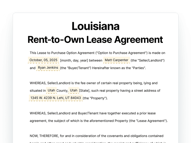 RentToOwn_Louisiana Louisiana Rent-to-Own Lease Agreement