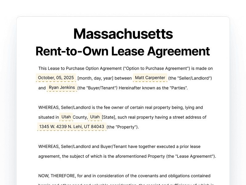 RentToOwn_Massachusetts Massachusetts Rent-to-Own Lease Agreement