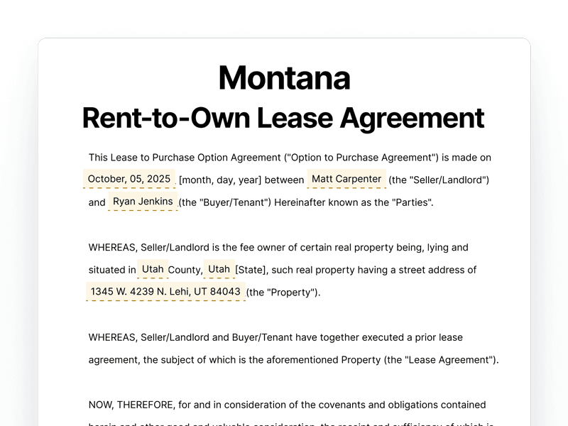 RentToOwn_Montana Montana Rent-to-Own Lease Agreement