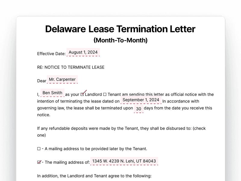 LeaseTerminationLetter_Delaware Delaware Lease Termination Letter For Month-To-Month Lease