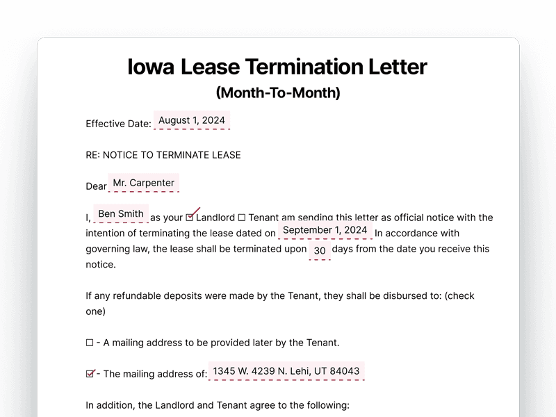 LeaseTerminationLetter_Iowa Iowa Lease Termination Letter For Month-To-Month Lease