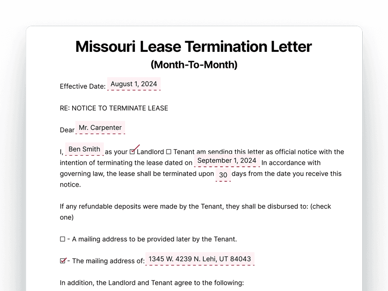 LeaseTerminationLetter_Missouri Lease Termination Letter For Month-To-Month Lease