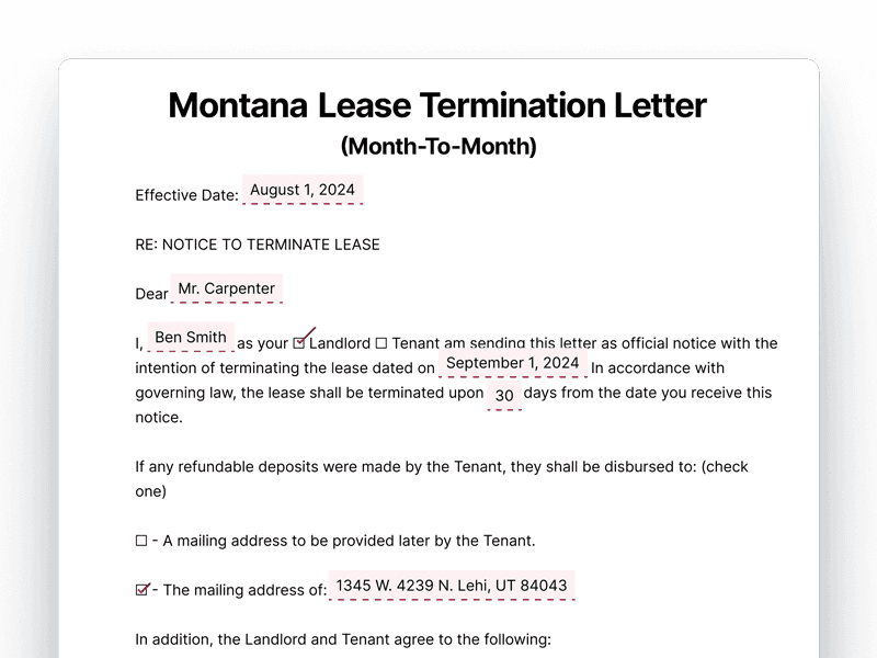 LeaseTerminationLetter_Montana Montana Lease Termination Letter For Month-To-Month Lease