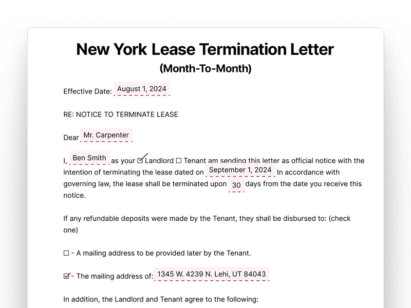LeaseTerminationLetter_New-York New York Lease Termination Letter For Month-To-Month Lease