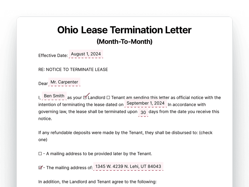 LeaseTerminationLetter_Ohio Ohio Lease Termination Letter For Month-To-Month Lease