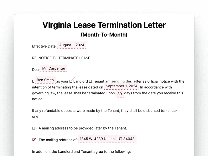 LeaseTerminationLetter_Virginia Virginia Lease Termination Letter For Month-To-Month Lease