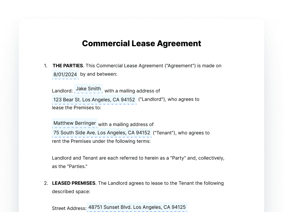 Commercial Lease Agreement Commercial Lease Agreement