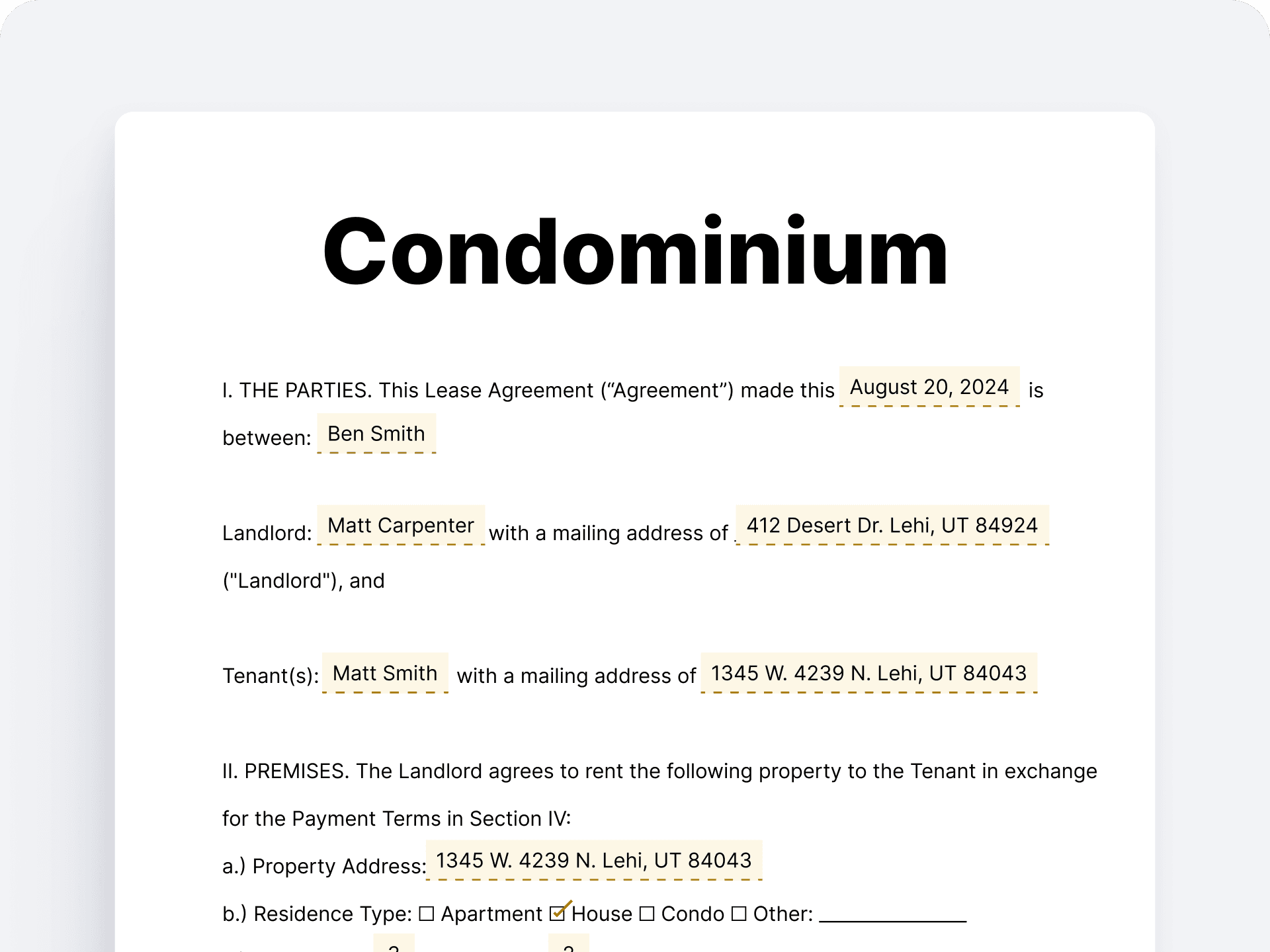 Condominium Lease Agreement Condominium Lease Agreement