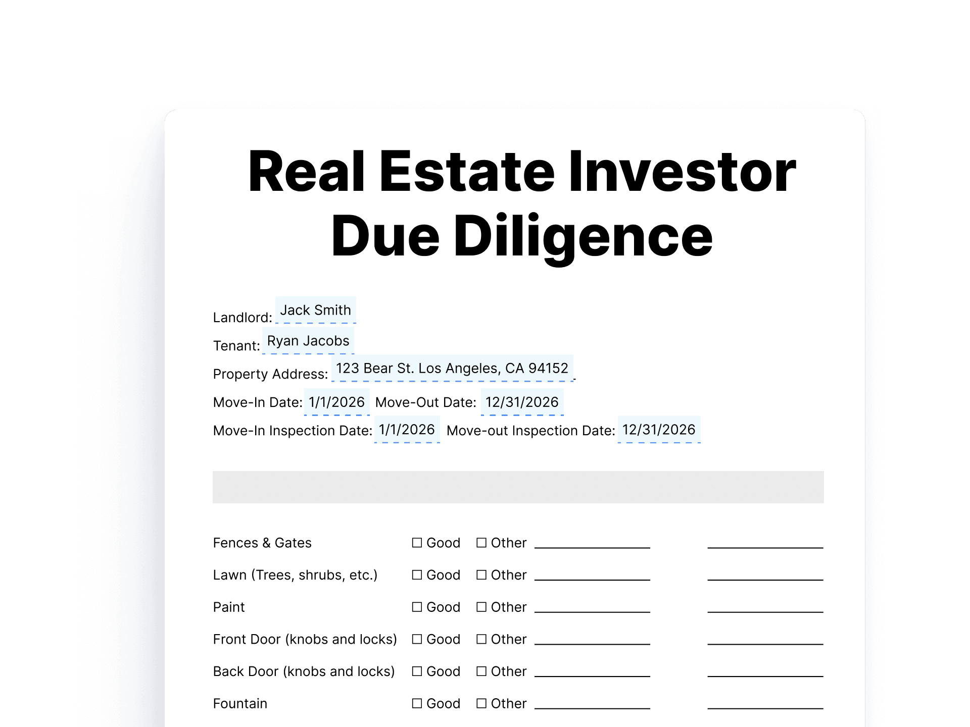 Real Estate Investor Due Diligence Real Estate Investor Due Diligence