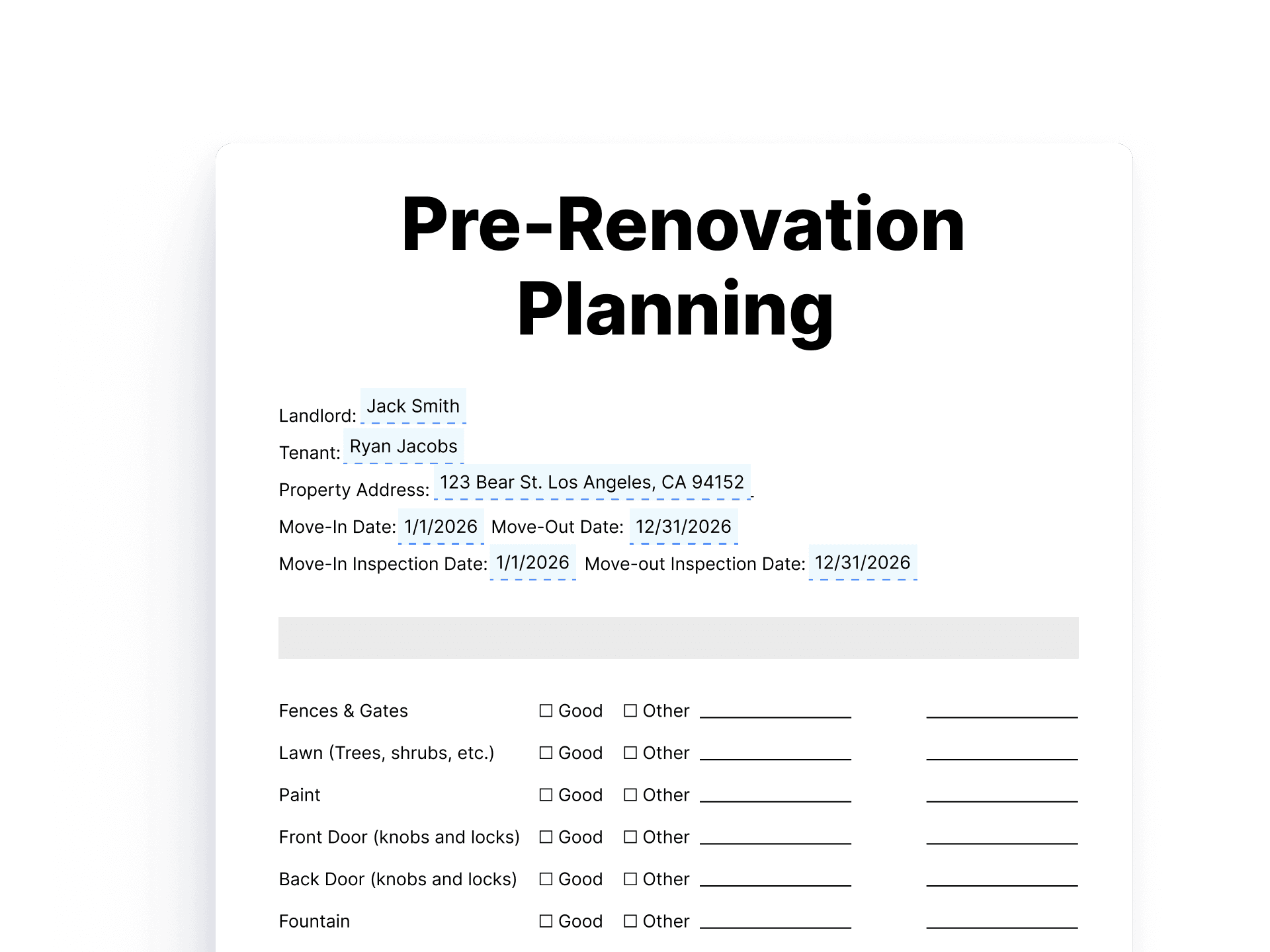 Pre-Renovation Planning Pre-Renovation Planning