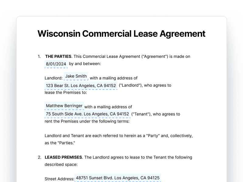 CommercialLeaseAgreement_Wisconsin Wisconsin Commercial Lease Agreement