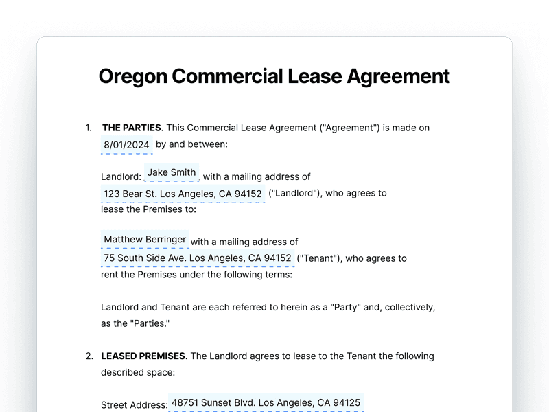 CommercialLeaseAgreement_Oregon Oregon Commercial Lease Agreement