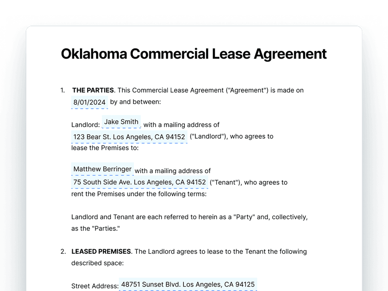 CommercialLeaseAgreement_Oklahoma Oklahoma Commercial Lease Agreement