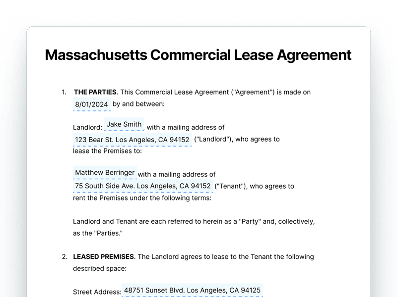 CommercialLeaseAgreement_Massachusetts Massachusetts Commercial Lease Agreement