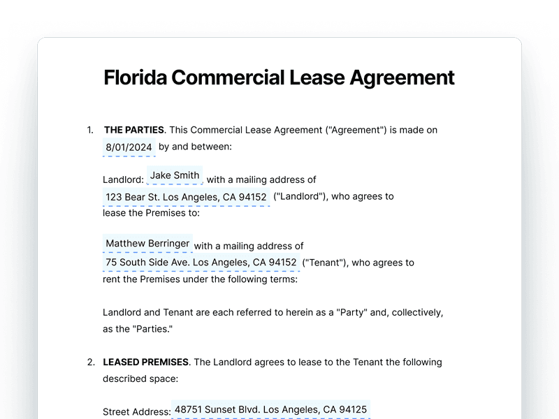CommercialLeaseAgreement_Florida Florida Commercial Lease Agreement