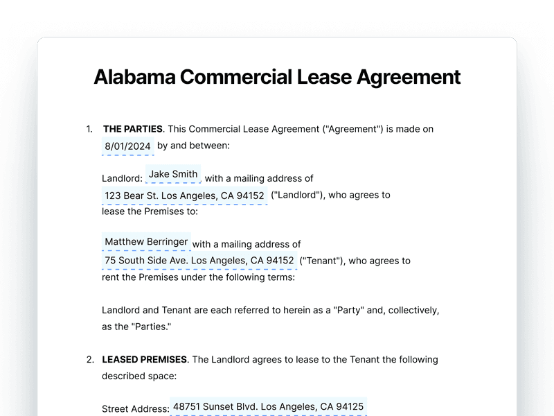 CommercialLeaseAgreement_Alabama Alabama Commercial Lease Agreement