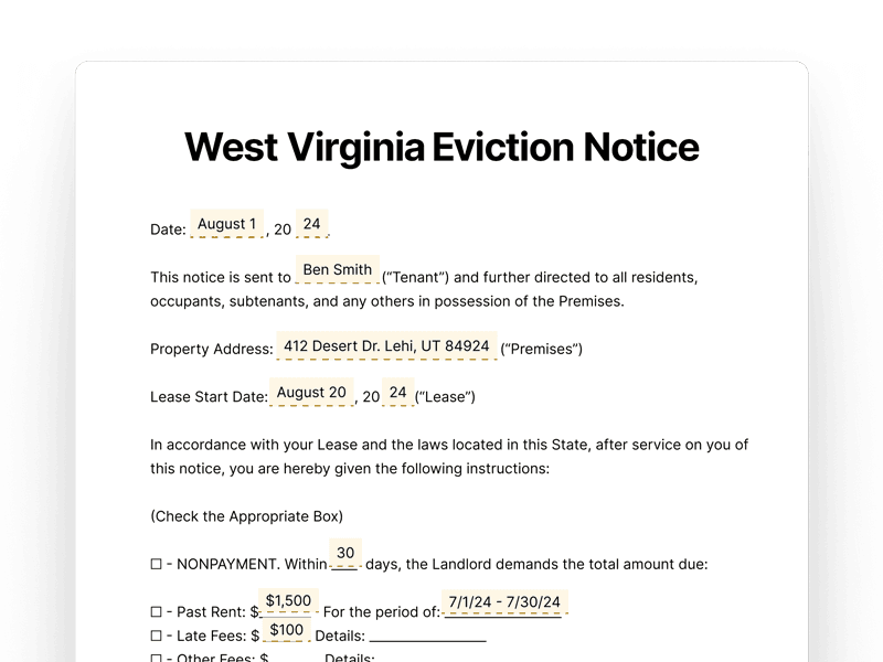EvictionNotice_West-Virginia West Virginia Eviction Notice