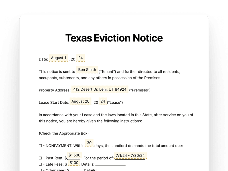 EvictionNotice_Texas Texas Eviction Notice