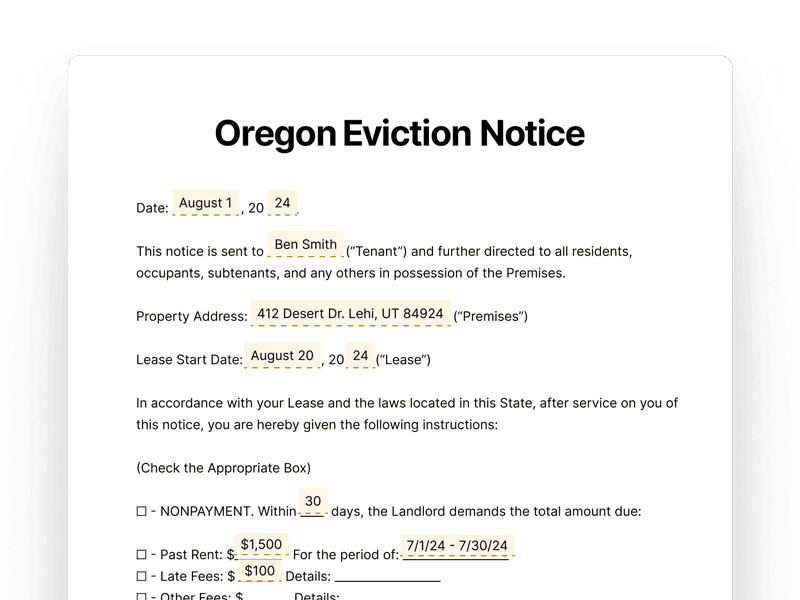EvictionNotice_Oregon Oregon Eviction Notice