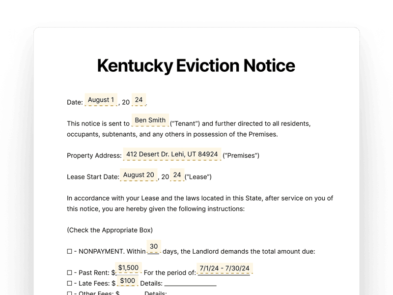 EvictionNotice_Kentucky Kentucky Eviction Notice