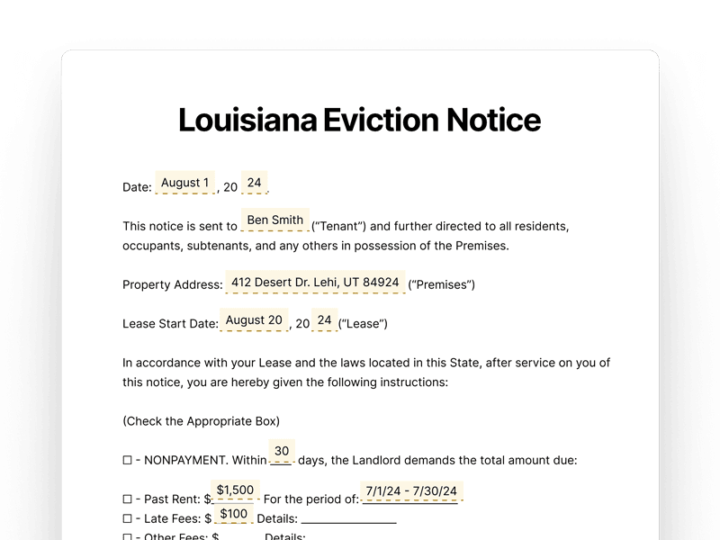 EvictionNotice_Louisiana Louisiana Eviction Notice